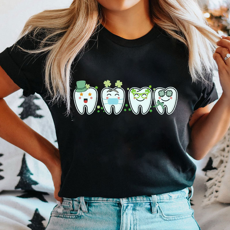 Saint Patrick's Day Clover Dental Squad T-Shirt