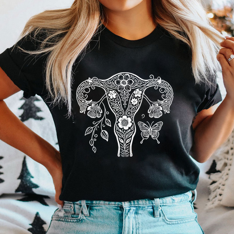Floral Uterus Reproductive Rights Nurse T-Shirt