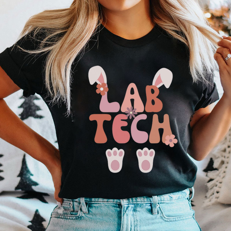 Easter Lab Tech Flower Nurse T-Shirt