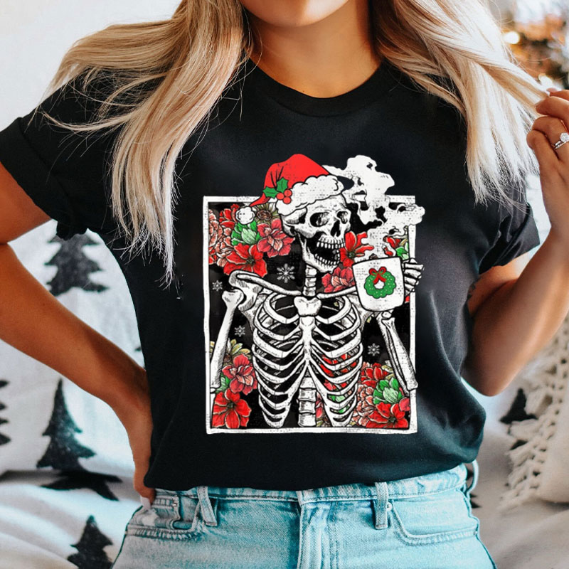 Dead Inside Skeleton Christmas Nurse T-shirt