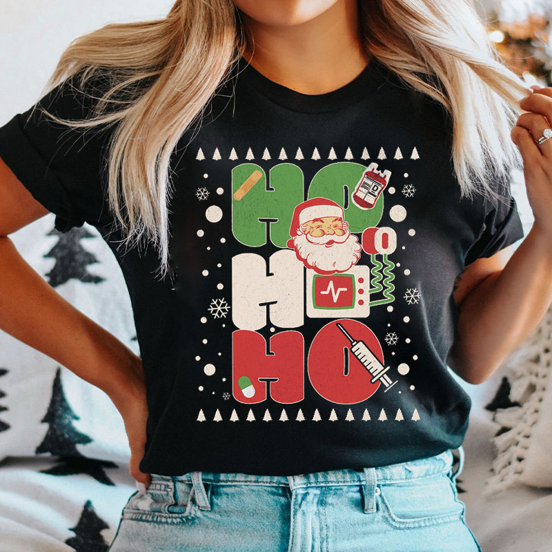 Retro Style Ho Ho Ho Nurse T-shirt