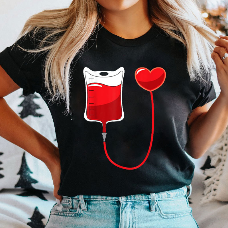 Blood Bag Love Heart Nurse T-Shirt