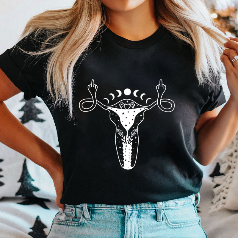 Pro Choice Uterus Middle Finger Women's Rights Nurse T-Shirt