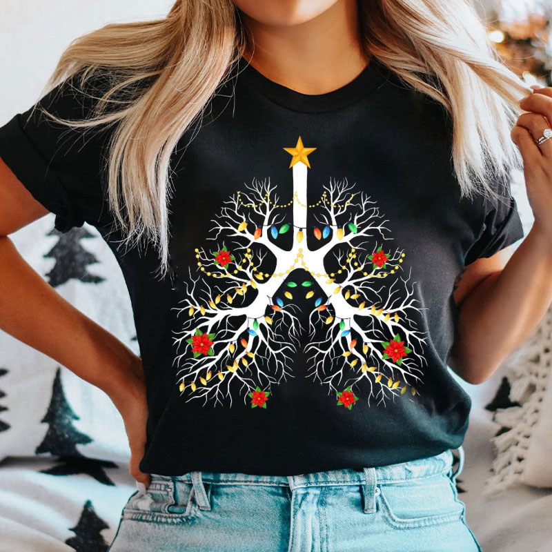 Respiratory Therapist Lung Christmas Nurse T-shirt