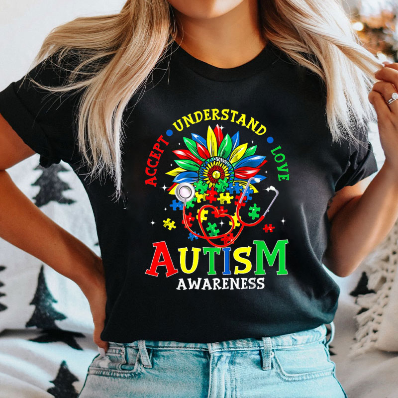Accept Understand Love Autism Awareness Nurse T-Shirt