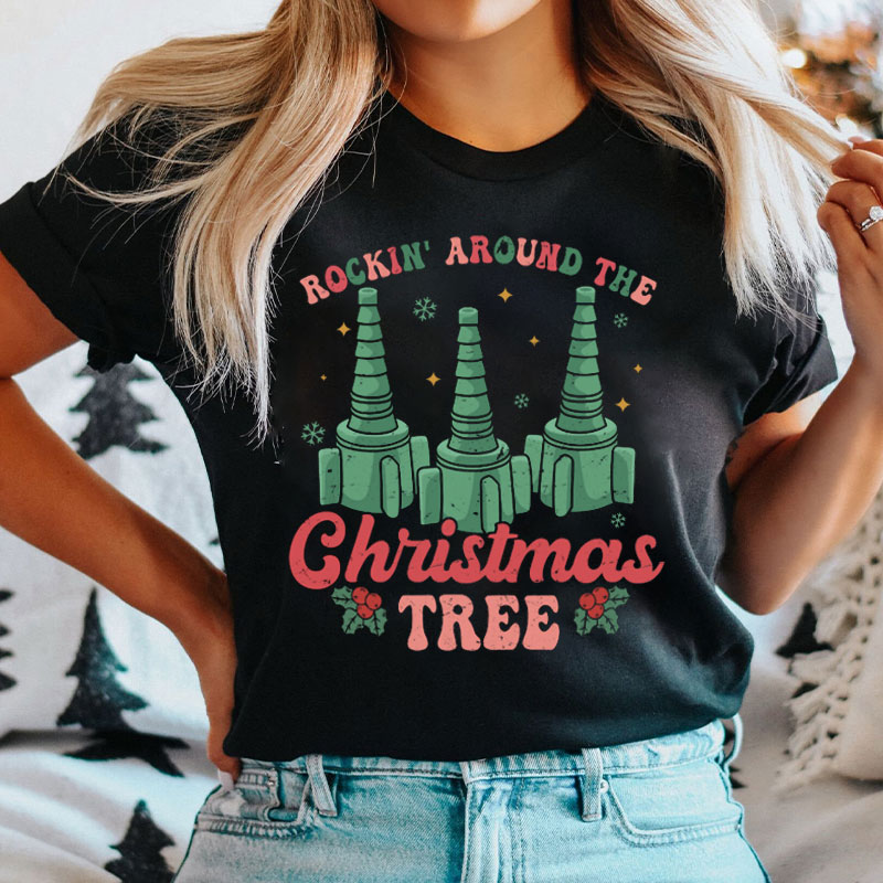 RT Rocking Around The Christmas Tree Nurse T-shirt