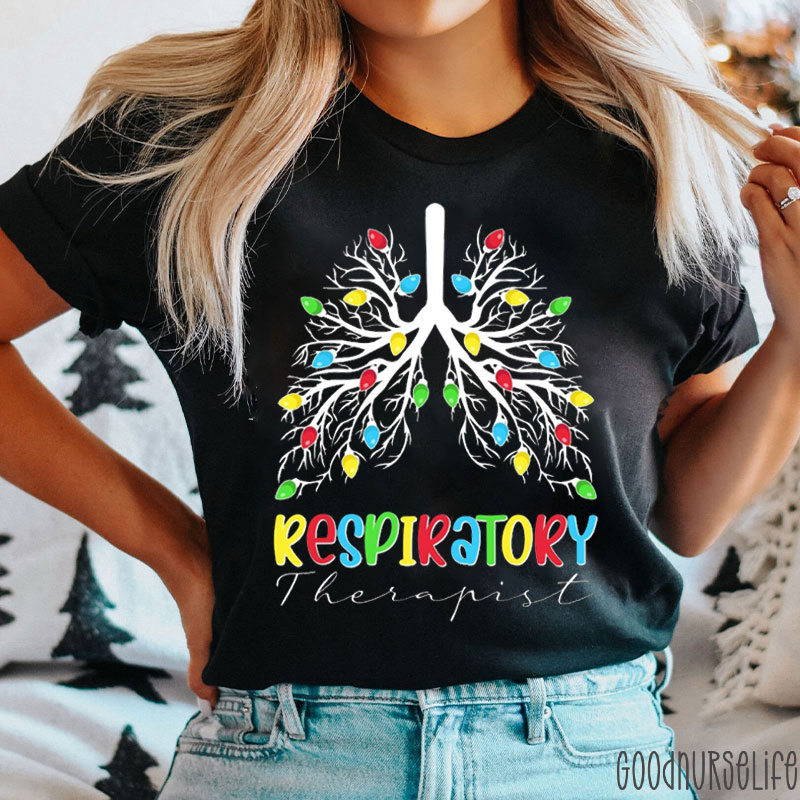 Christmas Lights Respiratory Therapist Nurse T-shirt