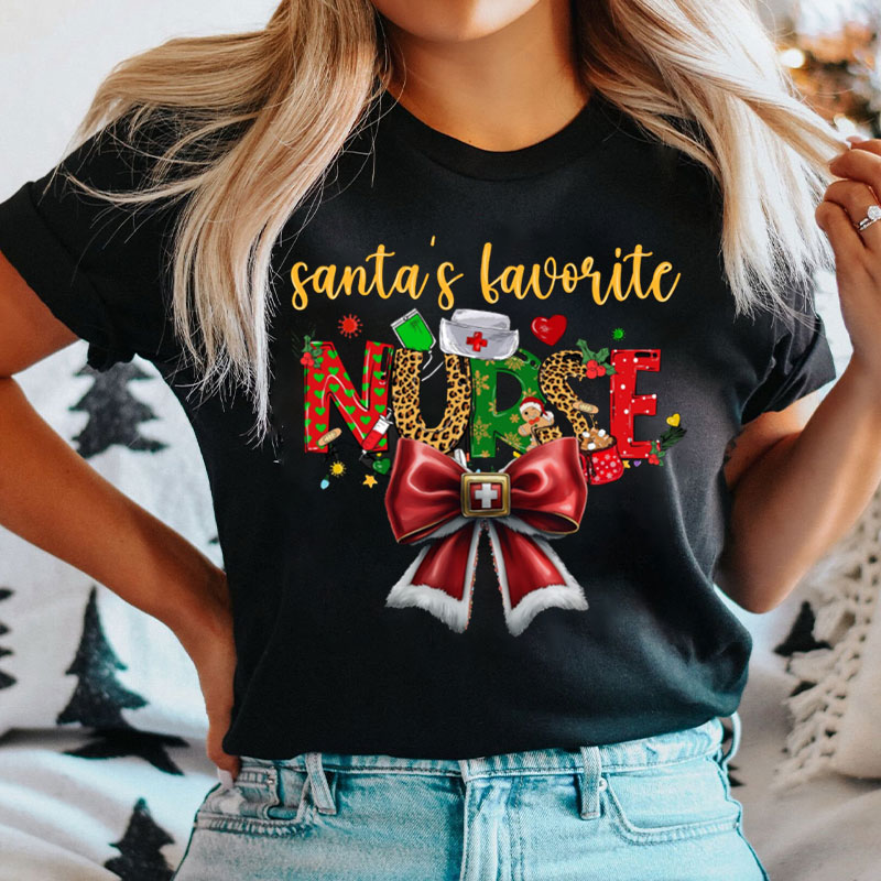 Santa's favorite Nurse Coquette Nurse T-shirt