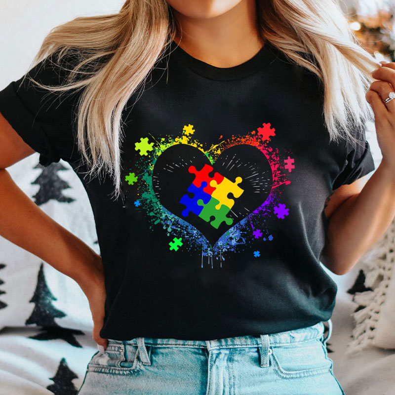 Autism Awareness Love Heart Nurse T-Shirt