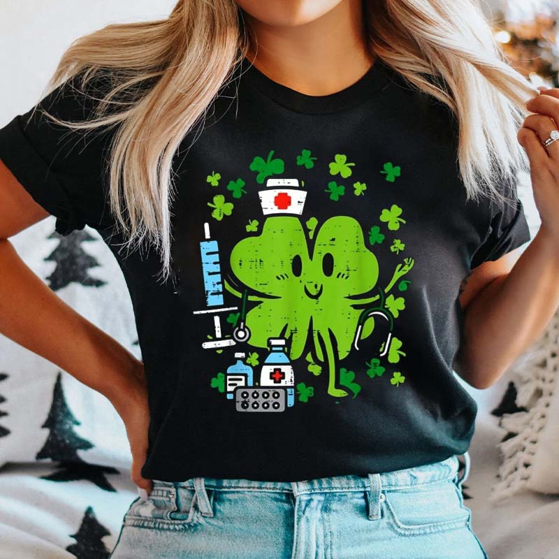 Clover Holding A Needle Nurse T-Shirt