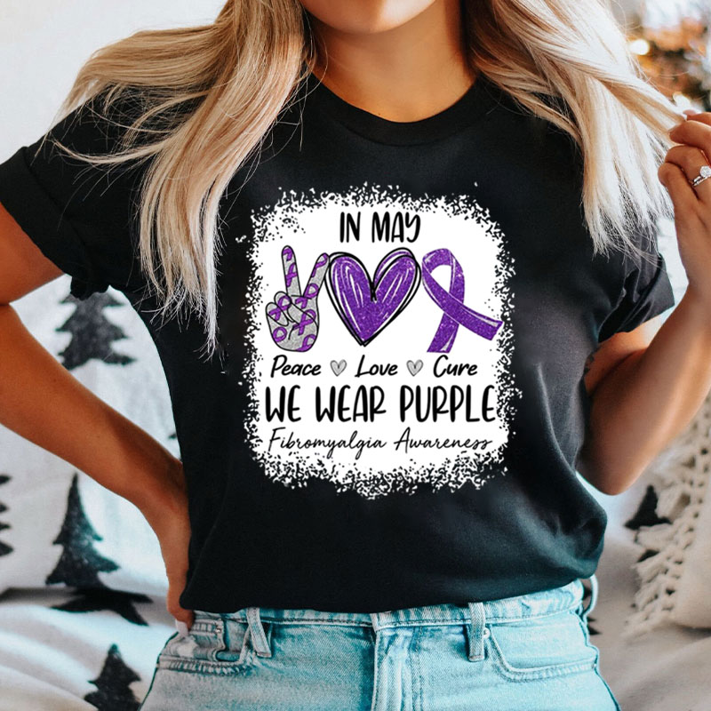 In May We Wear Purple Fibromyalgia Awareness Nurse T-Shirt