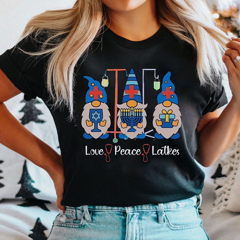 Peace Love Latkes Nurse T-shirt