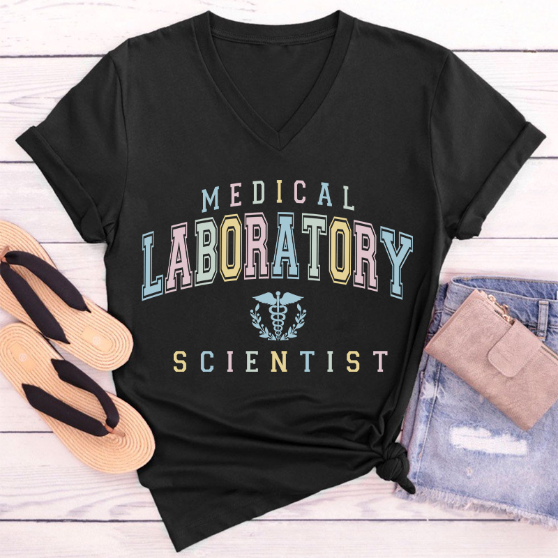 Medical Laboratory Scientist Female V-Neck T-Shirt