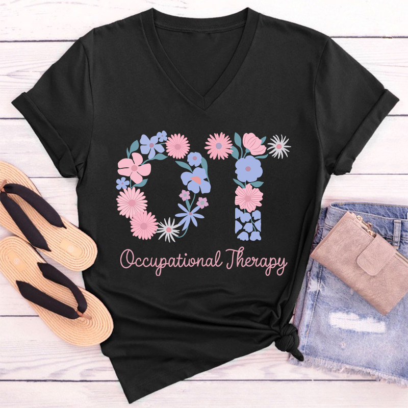 Occupational Therapy OT Female V-Neck T-Shirt