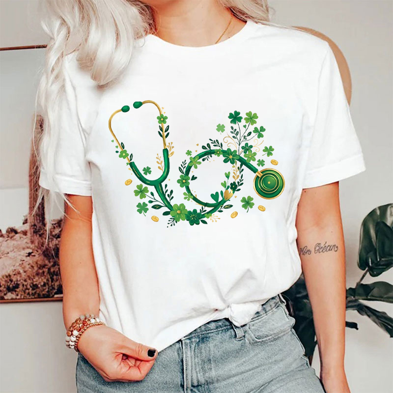 Floral Nurse Stethoscope St. Patrick's Day T-shirt