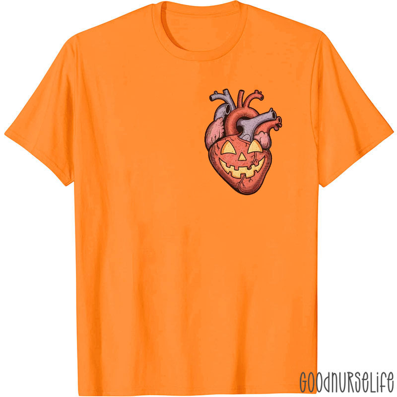 Halloween Cardiology Pumpkin Heart Anatomical T-Shirt