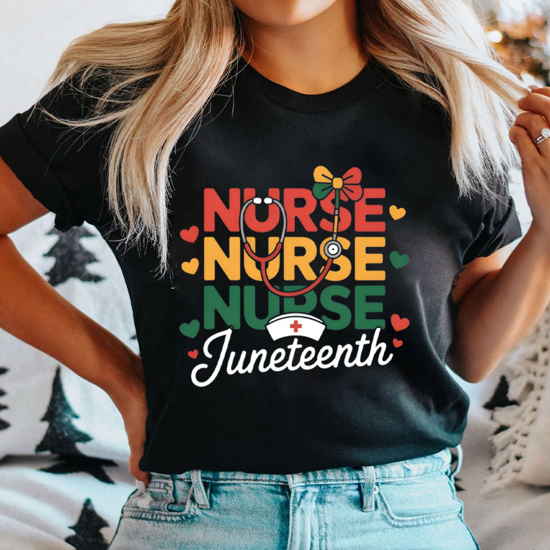 Black History Month Nurse Coquette Nurse Juneteenth T-Shirt
