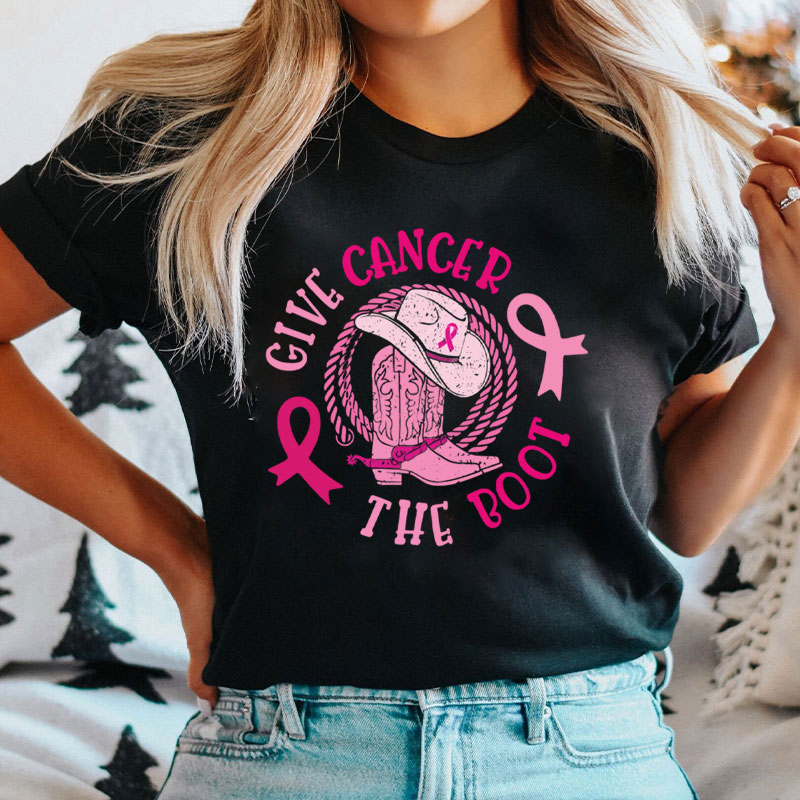 Give Cancer The Boot Breast Cancer Awareness T-Shirt