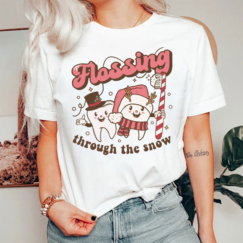 Xmas Flossing Through The Snow T-Shirt