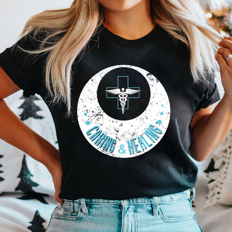 Caduceus Symbol Caring And Healing Nurse T-Shirt
