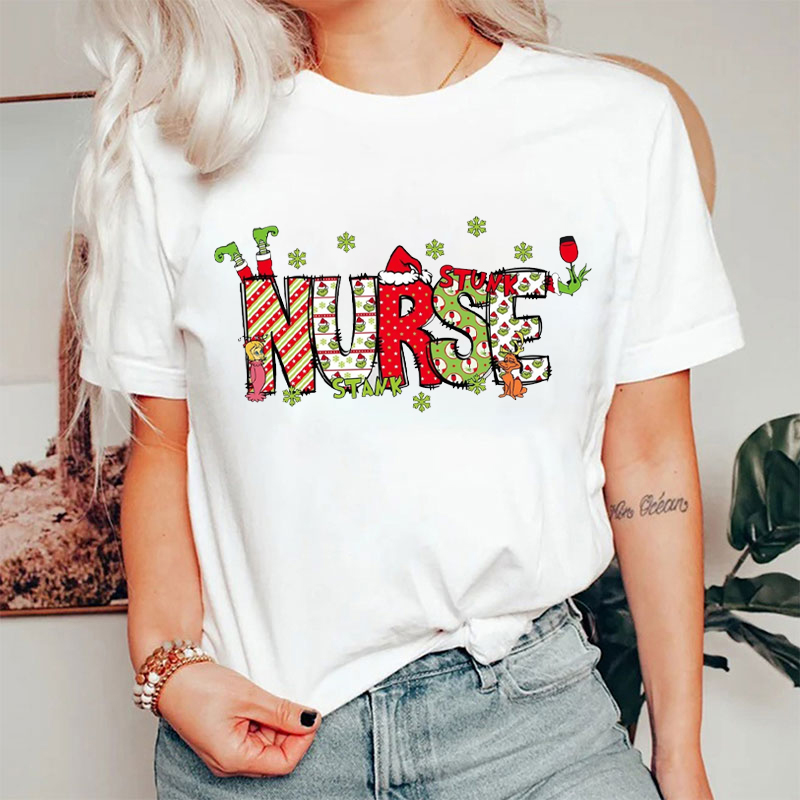 Christmas Vibe Stank Stunk Nurse T-shirt
