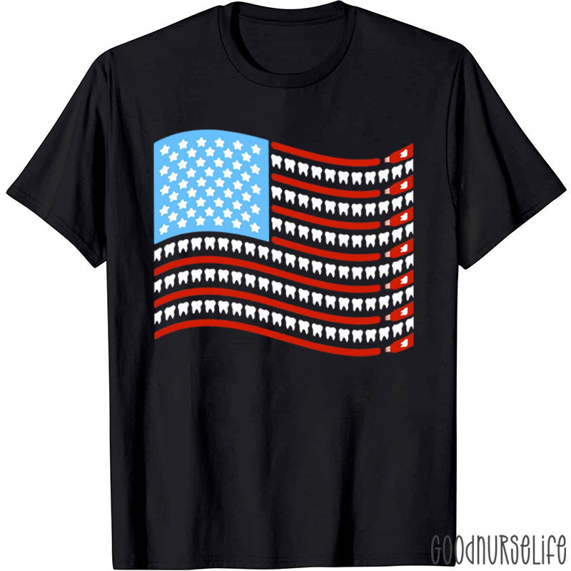 American Flag Patriotic Dentist T-Shirt