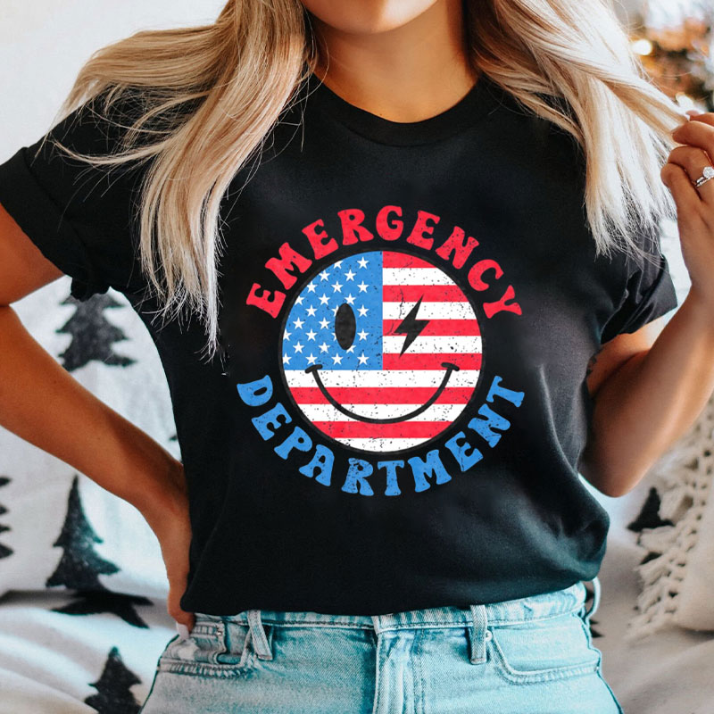Emergency Department 4th Of July American Flag ER Nurse T-Shirt