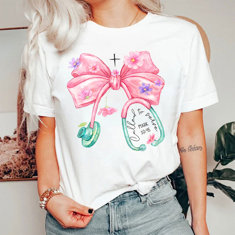 Pink Bow Called To Serve Nurse T-Shirt