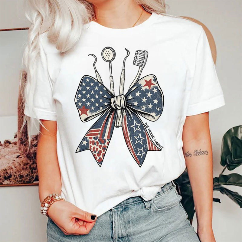 The Molar Market Patriotic Coquette Bow T-Shirt