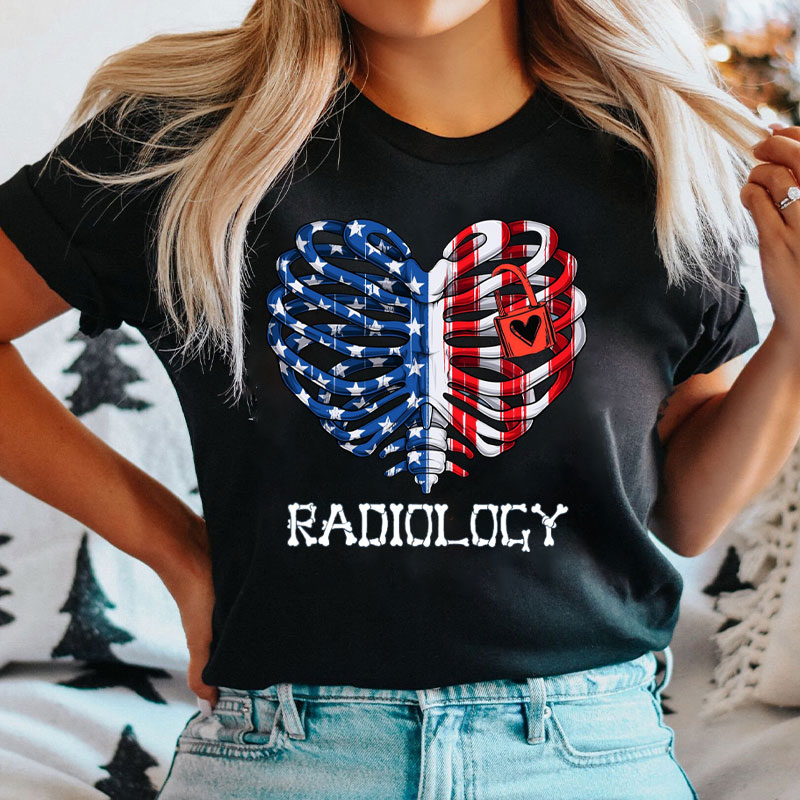 USA Rib Cage American Flag Radiology T-Shirt