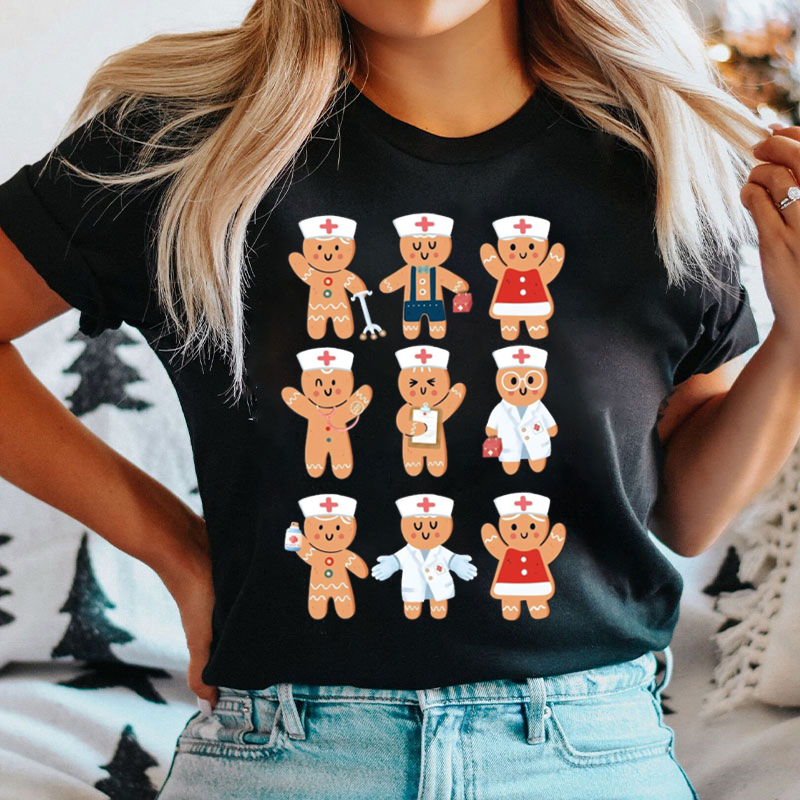 Retro Cute Gingerbread Nurse T-Shirt