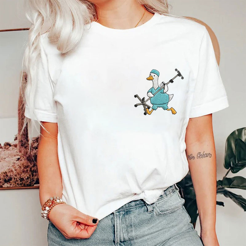 Embroidered Silly Goose Nurse T-shirt