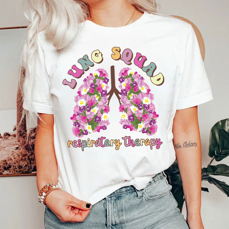 Floral Lung Squad Respiratory Therapy T-shirt