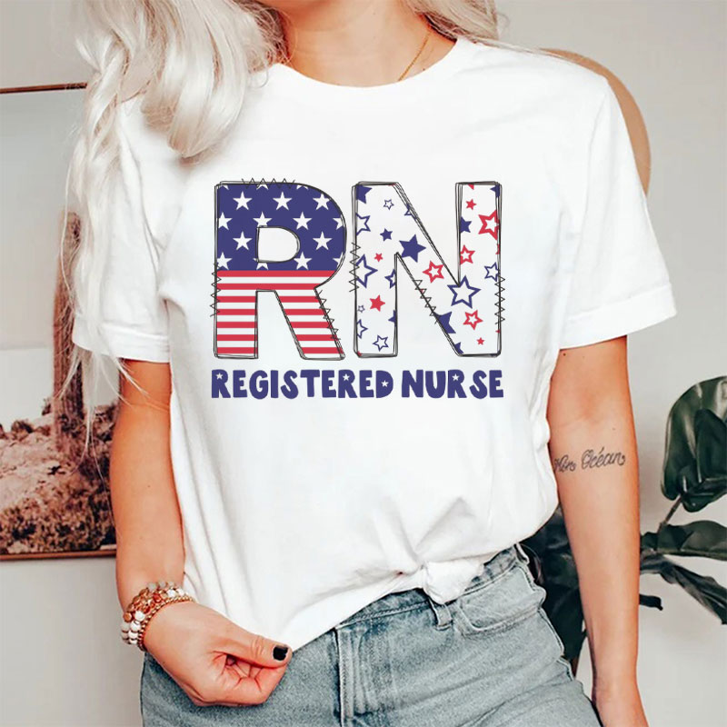 Personalized July 4th USA RN Registered Nurse T-Shirt