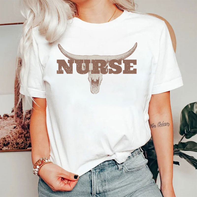 Wild Nurse Longhorn Bullhead Registered Nurse T-Shirt