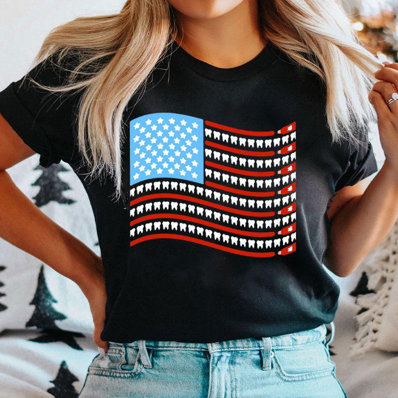 American Flag Patriotic Dentist T-Shirt