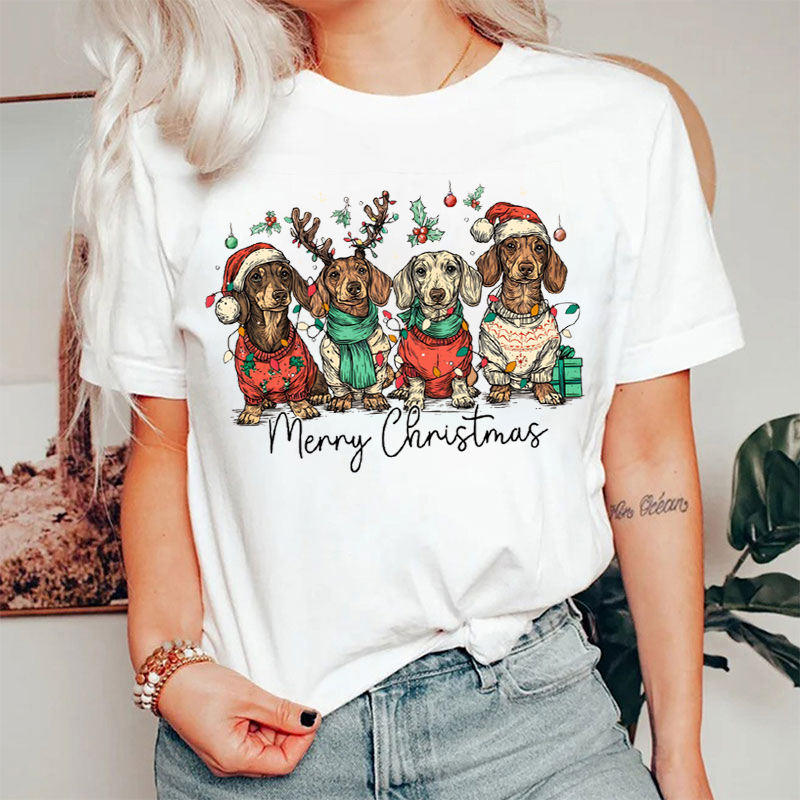 Merry Christmas Dachshund Dog T-Shirt