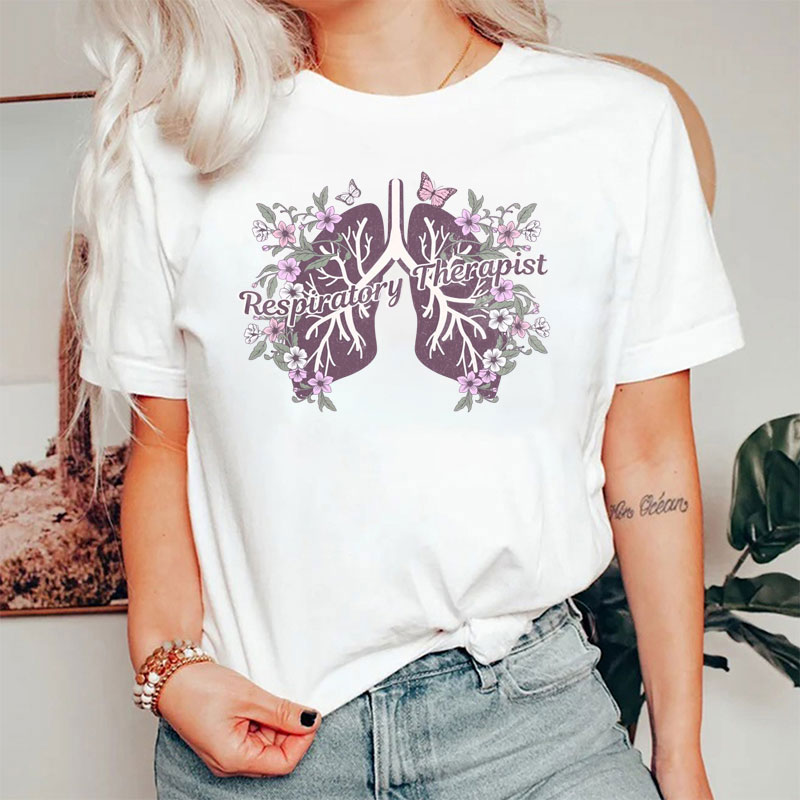 Respiratory Therapist Floral RT Respiratory T-Shirt