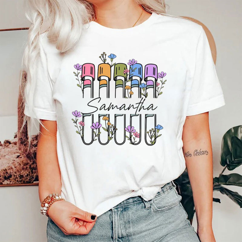 Personalized Floral Phlebotomy Nurse T-Shirt