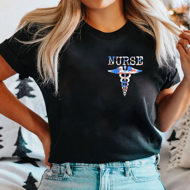 Fourth Of July Nurse American Flag Nurse T-Shirt
