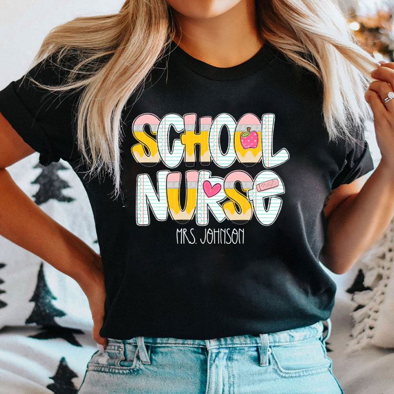 Personalized Name School Nurse T-Shirt