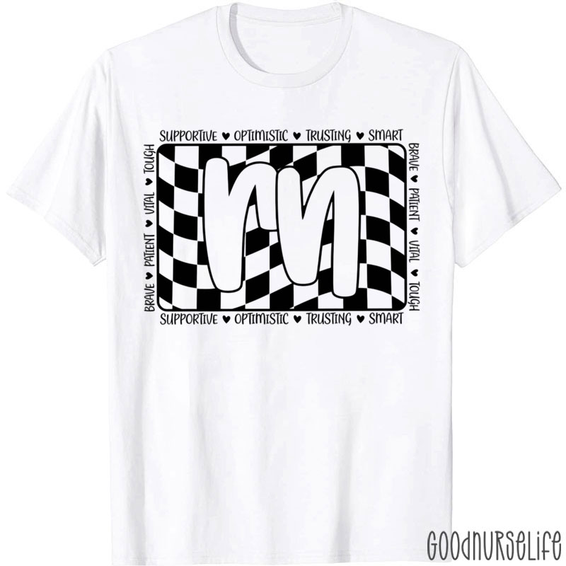 Personalized Checkered Nurse Word Nurse Week Nurse T-Shirt