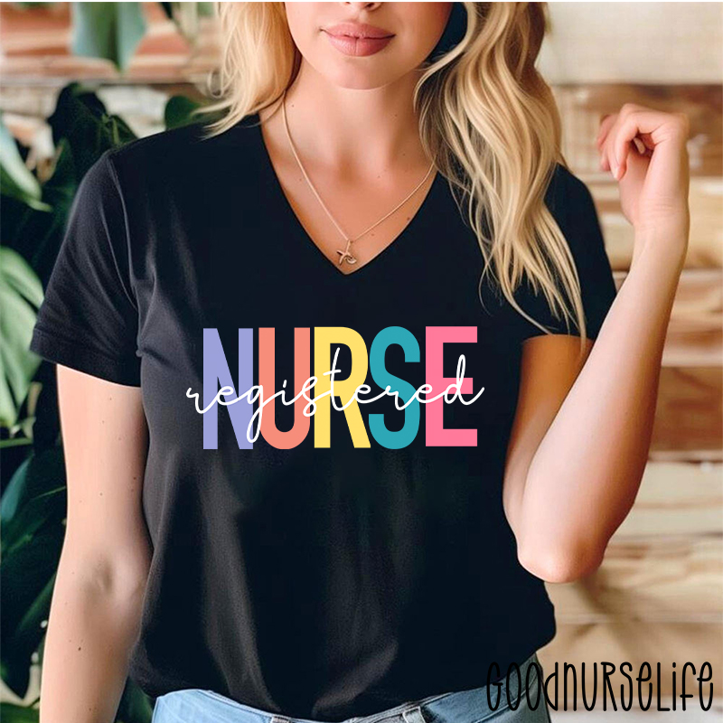 Registered Nurse Female V-Neck T-Shirt