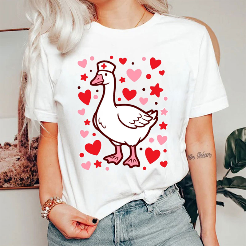 Goose Nurse With Cute Hearts Nurse T-shirt