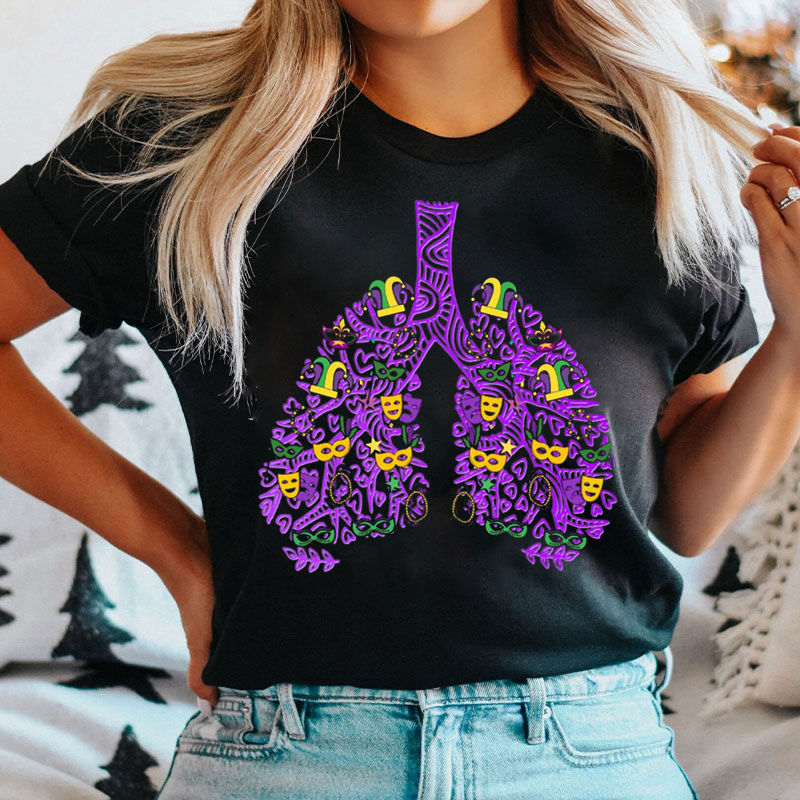 Anatomical Lungs Mardi Gras T-shirt