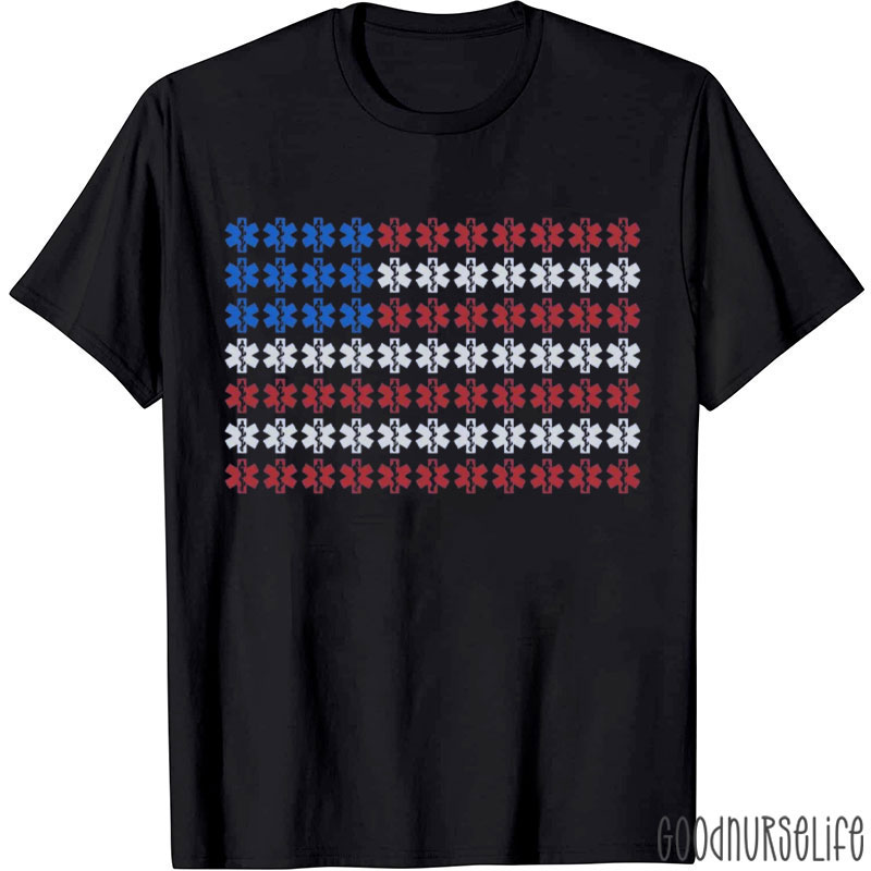 Star Of Life American Flag Nurse T-Shirt