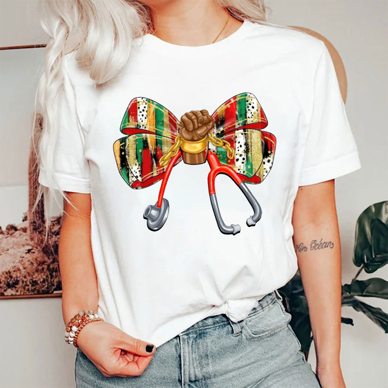 African American Bow Tie Nurse T-Shirt