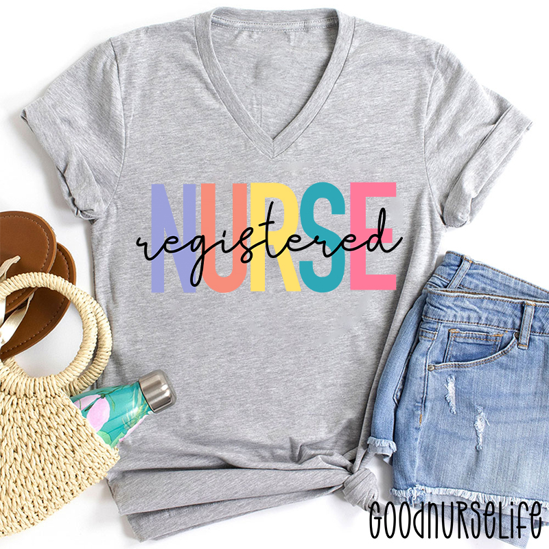 Registered Nurse Female V-Neck T-Shirt