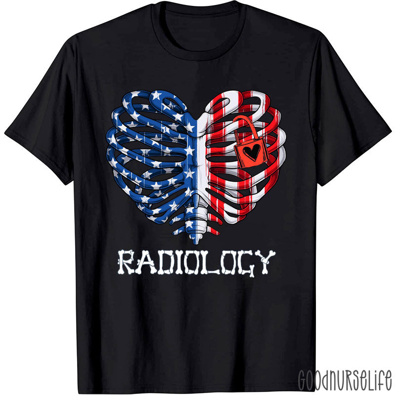 USA Rib Cage American Flag Radiology T-Shirt