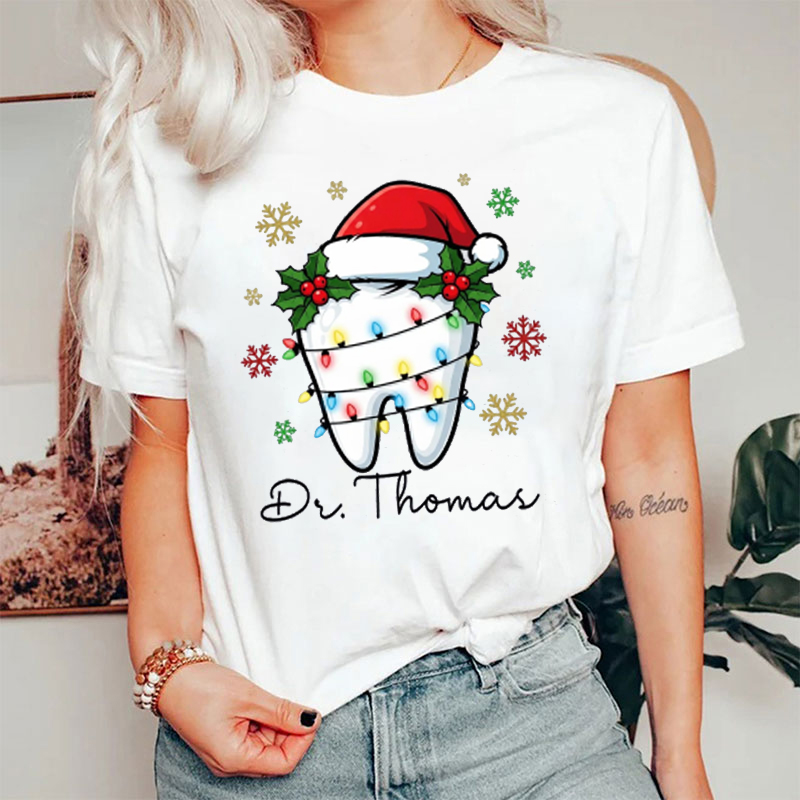 Personalized Tooth With Santa Hat T-Shirt